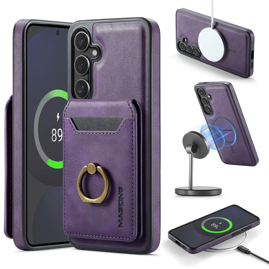 2 in 1 Detachable Cards Solt Leather Phone Case For Samsung S26 Ultra S25 S24 Plus For Magsafe Wireless Charging Wallet Cover