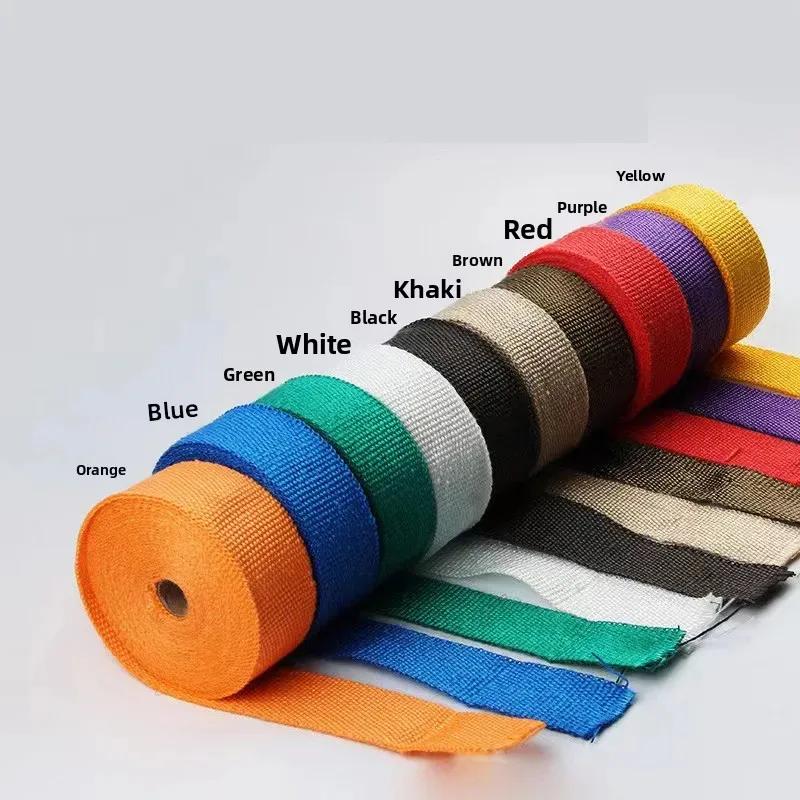 5M Roll Fiberglass Heat Shield Motorcycle Exhaust Thermal Tape Header Pipe Heat Wrap Tape Thermal Protection with Stainless Ties