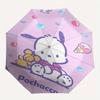Purple Ice Cream Pochacco Automatic Opening and Closing Umbrella, Lightweight 3-Fold, With Cute Cartoon Characters, Suitable for Home, Outdoor and Dai