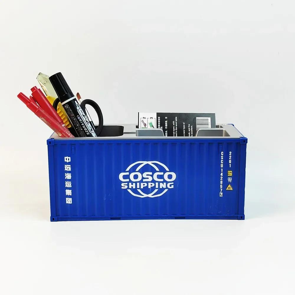 Customizable Model Shipping Container Pen Holder Artistic Storage Box Present Idea For Workspace Supplies And Stationery