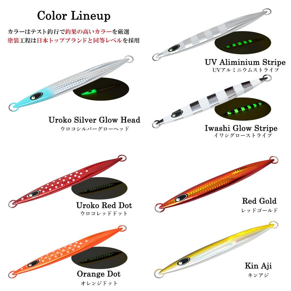 Long Fall Jig Type A All Colors Set of 7 Metal Jig 150g Lure Jigging Jig Redfish Red Grouper Kingfish Rockfish Grouper Que Amberjack Fishing Gear