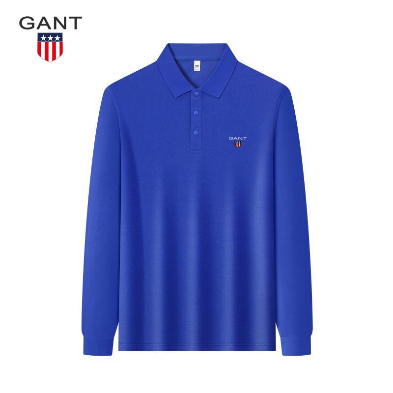 Polo Manches Longues Printemps Automne GANT Broderie Classique Uni Revers Chemise Automne Décontracté d'Affaires T-shirt