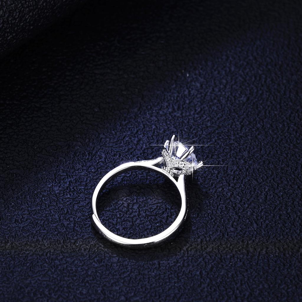 Fine Fashion Moissanite Jewelry Solitaire 2 Carat D Color S925 Sterling Silver Platinum Plated Prong Setting VVS1 Ring