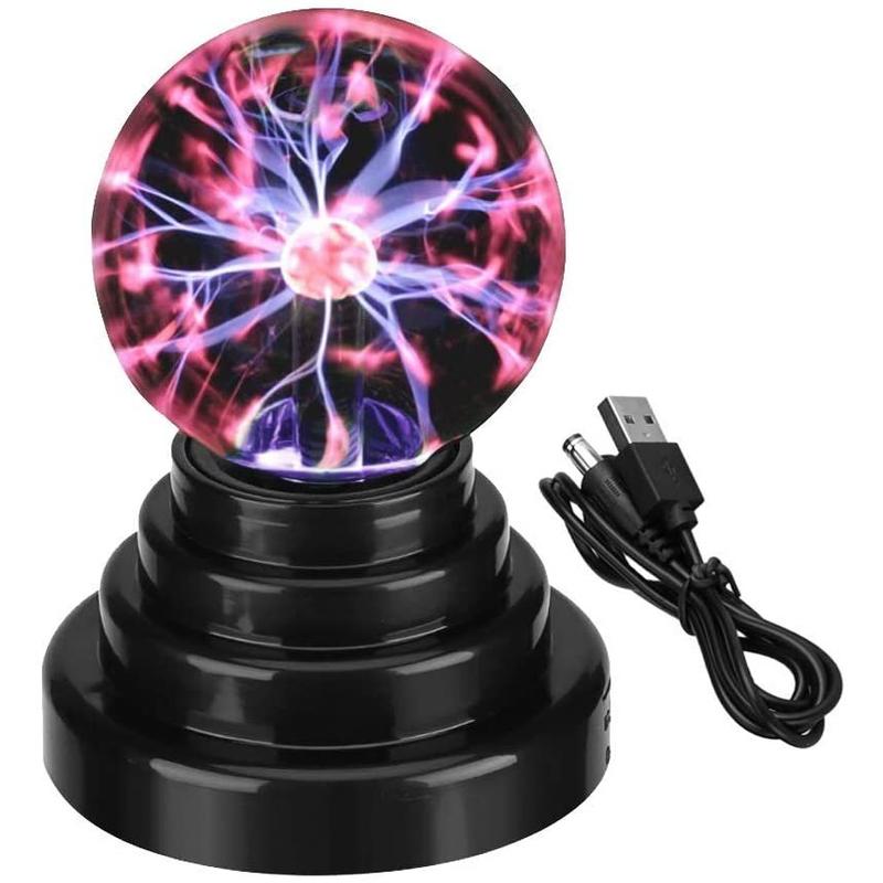 Zerodis Plasma Ball Light USB Globe Night Touch Sensitive Lightning USB/Battery Magic Creative Creative Desktop Decoration for Office, Kids Chi