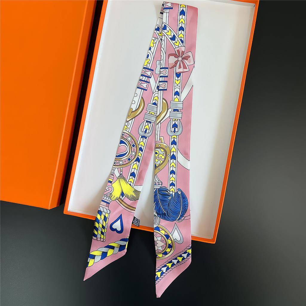 Gorgeous Saddle Twill Silk Scarf Women Fashion Scarf Luxury Skinny Bag Scarves Brand Design Foulard  Neckerchief Hair Headband