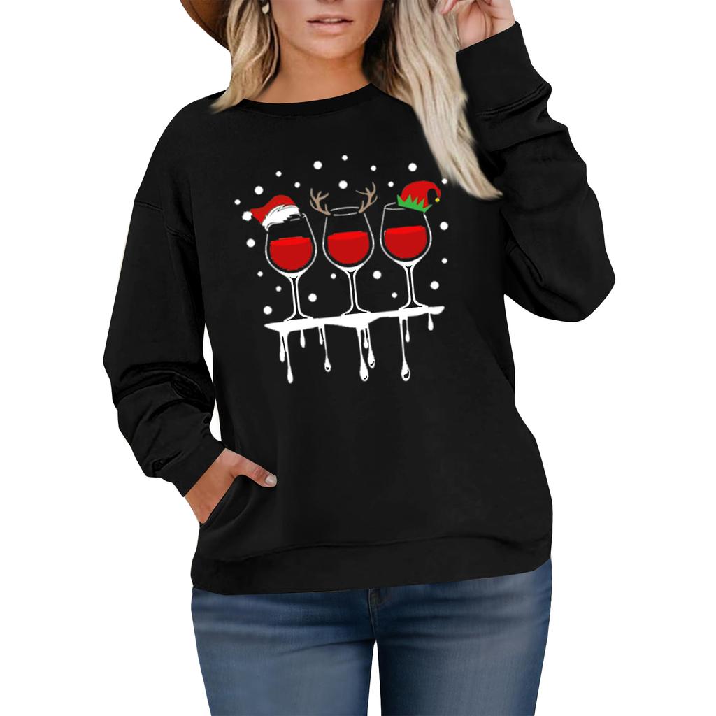 Damen Modisches Lässiges Übergröße Langarm Pullover Bedrucktes Sweatshirt