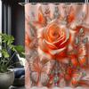 4pcs, Orange rose exquisite butterfly pattern, Apartment bathroom Shower Room shower curtain, hotel shower curtain set with