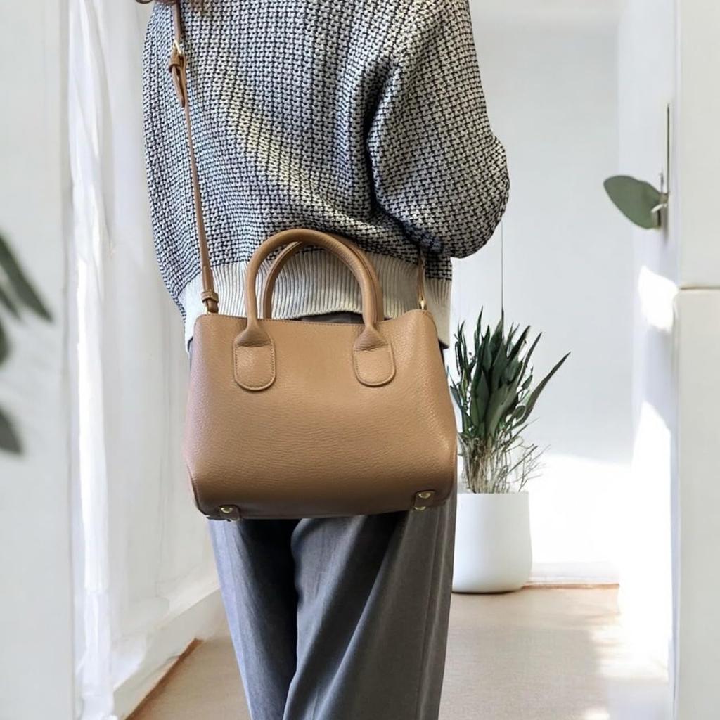 [mauve] A Cute, Rounded 2-way Tote Bag (mocha)