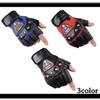 WHITE FANG NT100 Men's Fingerless Leather Cycling Gloves, Breathable Mesh, Road Bike MTB Riding Motorcycle Sports Gloves (Black)