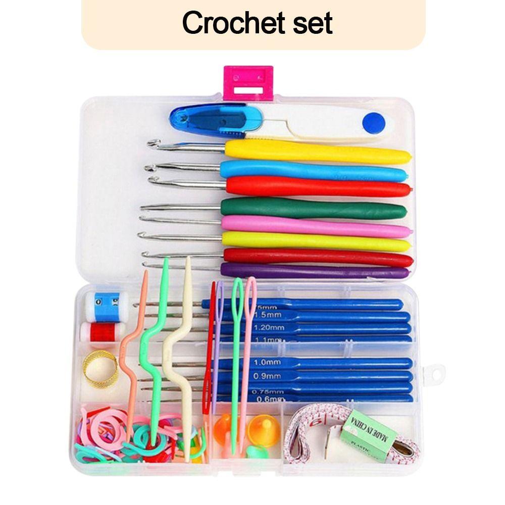 53PCS Mixed Color Crochet Hooks Kit with Box DIY Weaving Tools Useful Knitting Needles  Home Use
