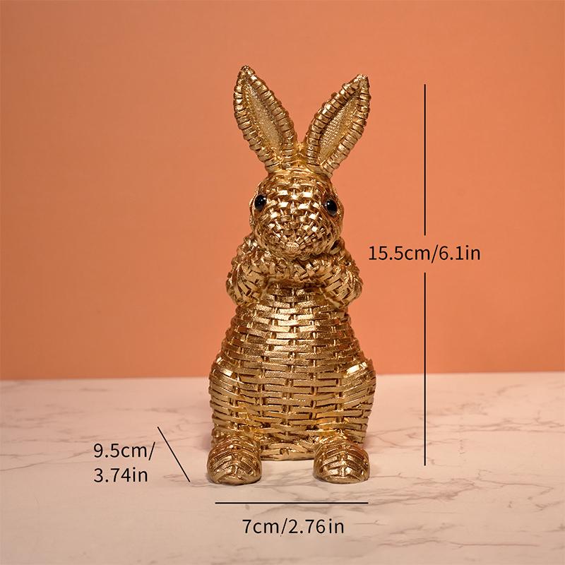 Rattan Effect Resin Bunny Easter Decor,Table Rabbit Easter Decorations,Spring Bunnies Decoration Statue Figurine