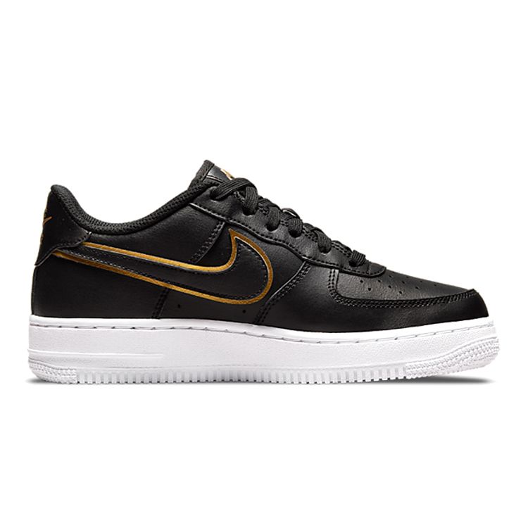 Nike Air Force 1 LV8 GS Black Metallic Gold Kids Sneakers DM3322-001