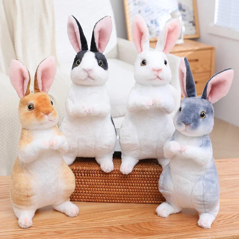 Enorme mini juguete de simulación de perro y conejo, lindo animal suave, muñeco de simulación, regalo de cumpleaños de Pascua, juguete para niños, decoración de dormitorio