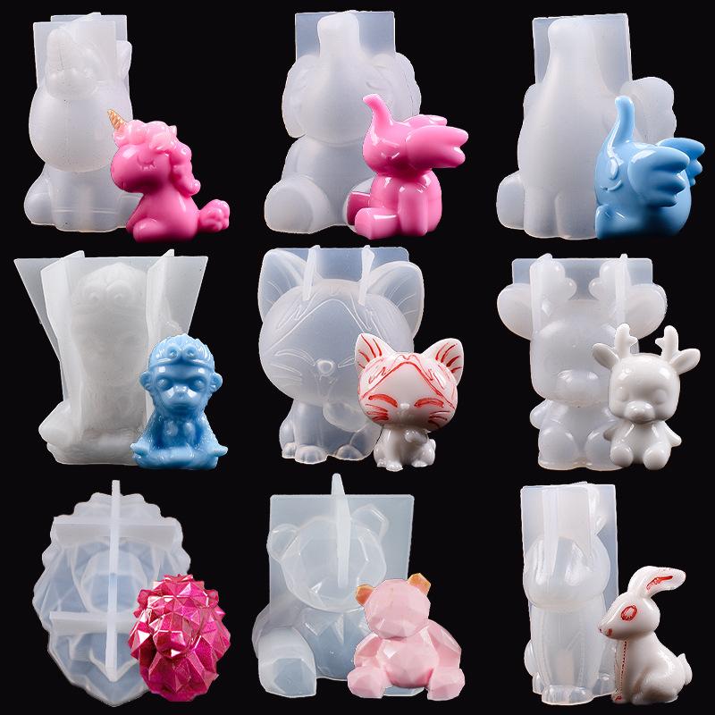 3D Elk Silicone Mold for Cake Decoration Handmade DIY Aromatherapy Resin Crafts Candle Molds Baking Chocolate Making Moulds