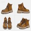 Johnature Retro Genuine Leather Women's Shoes Round Toe Thick Sole Versatile Short Boots