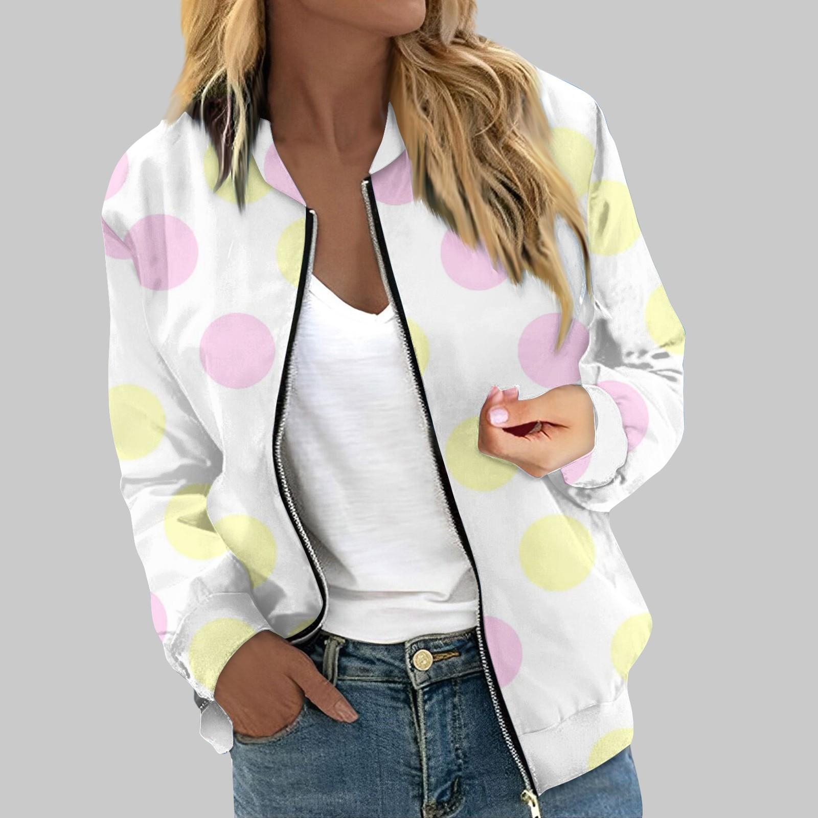 

Женская верхняя одежда с длинным рукавом и принтом, повседневные топы на молнии, кардиган, рубашка, тонкая куртка для женщин M серебряный