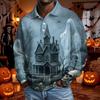 Men's Halloween Long Sleeve Button Up Shirt for Party and Casual Wear