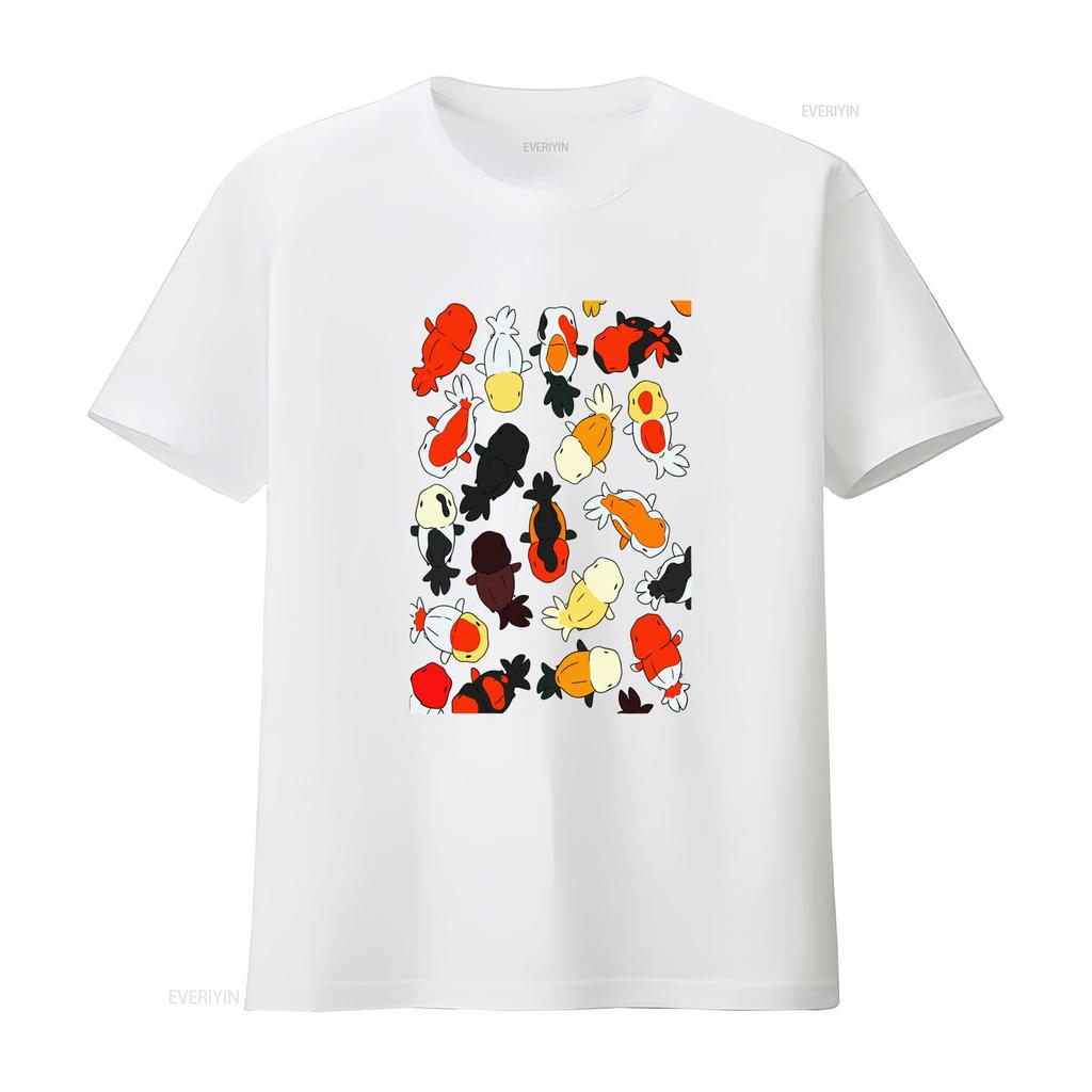 Japanese Ranchu Goldfish T Shirt Colorful Koi Fish Print For All Sizes Vintage Washed Versatile Slightly Fashion Stretched