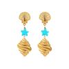 GEMCHIC Women's Summer Ocean Style Drop Earrings Gold Plated Conch Shell & Starfish Dangle Earrings Beach Vacation Jewelry