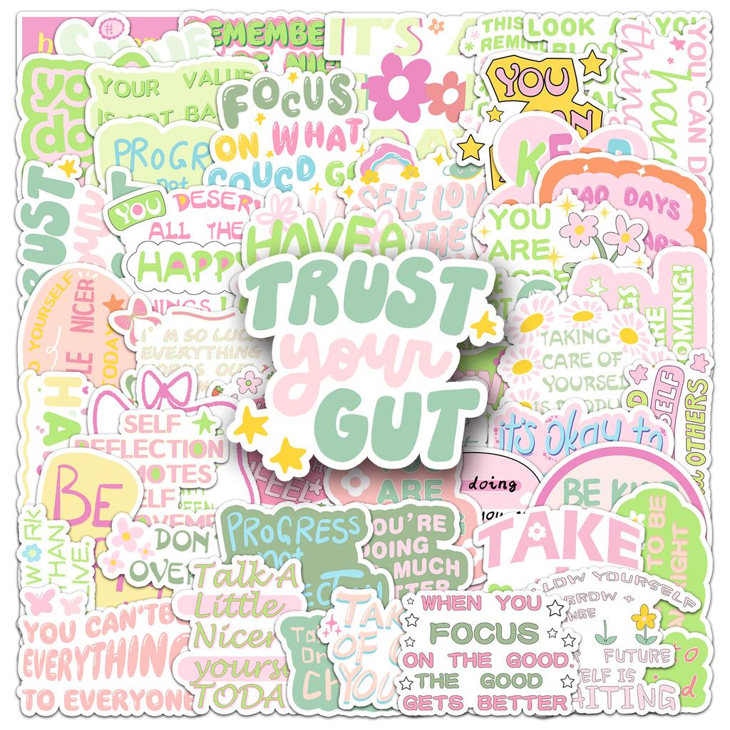 50 Danish Flour Inspirational English Graffiti Stickers Personalized Decorative Mobile Phone Case Suitcase Stickers