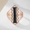 Long Square Black Natural Zircon Wedding Rings For Women Simple  Rose Gold Color High Quality Daily Fine Jewelry