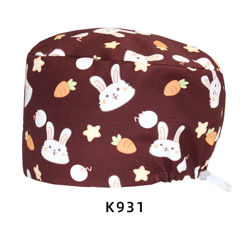 Cartoon Printed Nursing Caps Men Women Medical Hats Adjustable Long Hair Pet Dental Clinic Doctors Scrub Hat