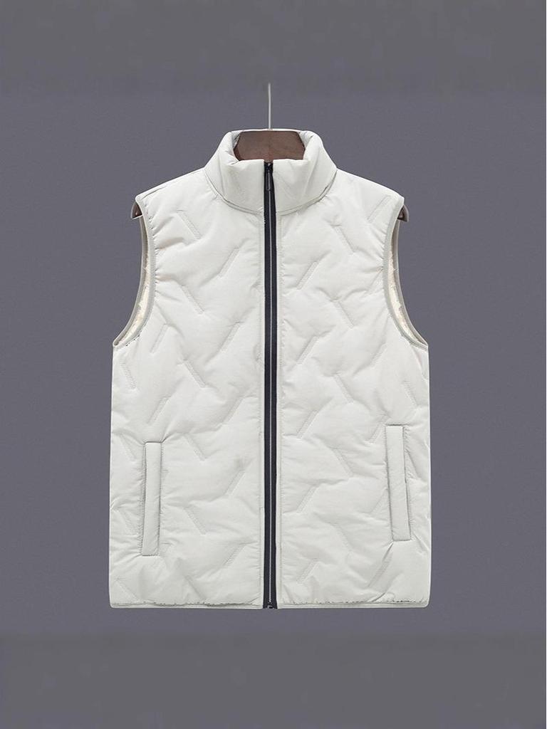 Men's Lambswool Cotton Quilted Vest – Warm, Thickened Outerwear for Autumn and Winter (Middle-aged and Elderly)