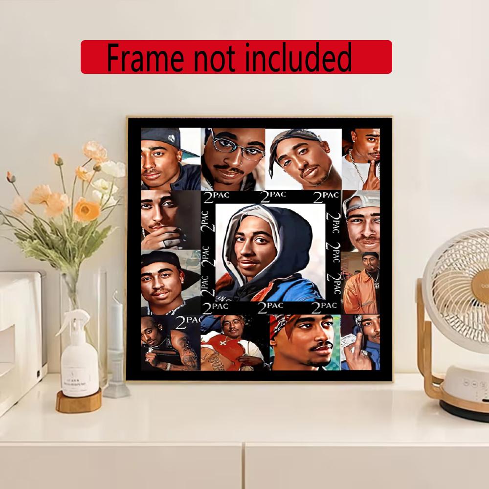 2Pac 5D Round Diamond Painting Kit Diamond Embroidery Painting Rhinestones Mosaic Frameless Handwork Decoration Arts