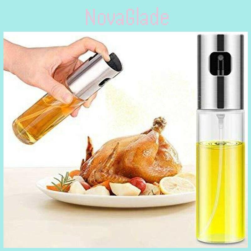 Küche Edelstahl Olivenöl Sprühflasche Pumpe Öl Topf Grill Auslaufsicher