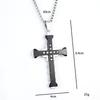 Titanium Stainless Steel Cross Necklace with Rhinestones - Men's Bold Fashion Accessory