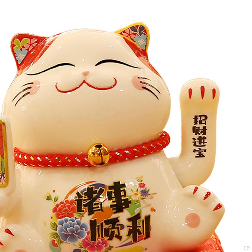 Chinese Cat Ornaments Animal Figurine Ceramic Waving Craft Sculpture Statue for Garden Indoor