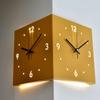 Double Sided Corner Wall Clock,Decorative Wall Clocks with Light for Living Room Decors Wall Mounted Angles Clocks Gift