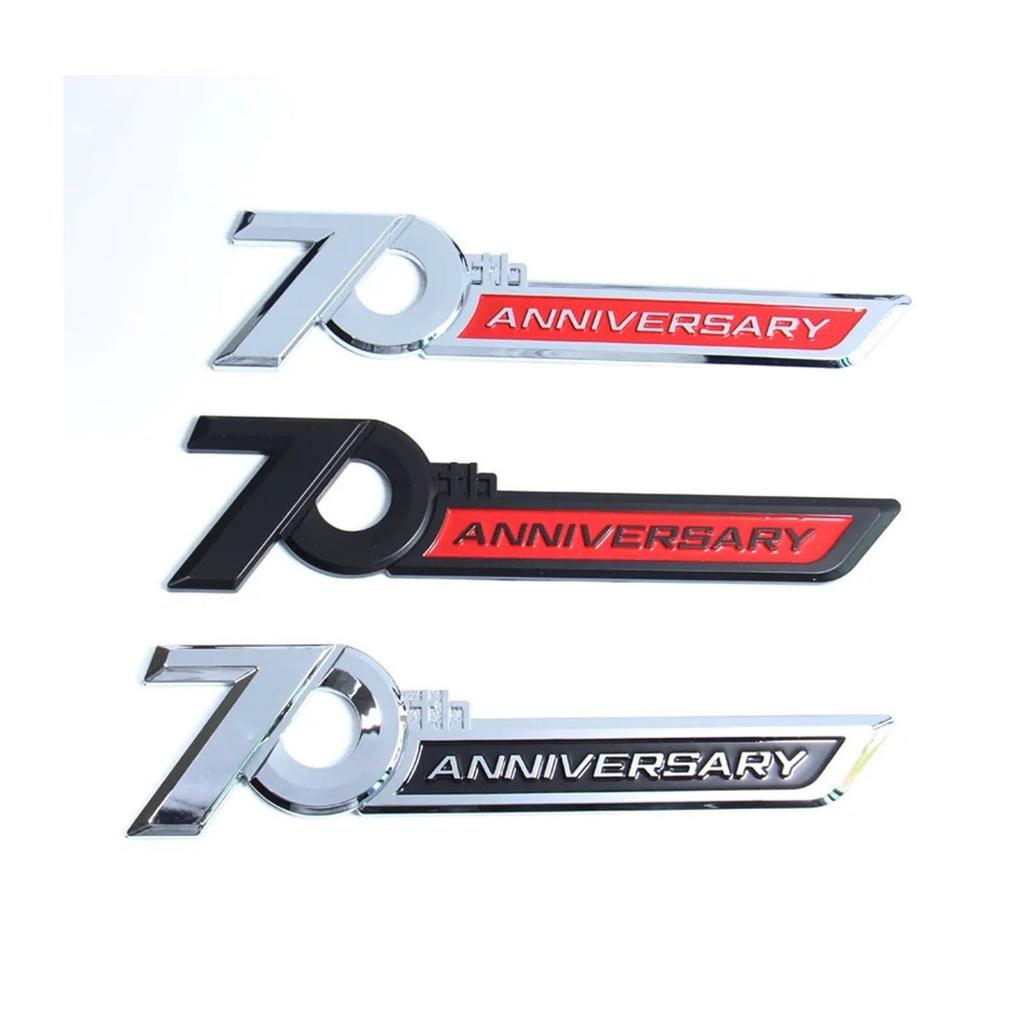 3D ABS Logo 70. Jubiläumsemblem Auto Seitenemblem 70. Jubiläum Aufkleber Zubehör (Kurz Chrom Rot)
