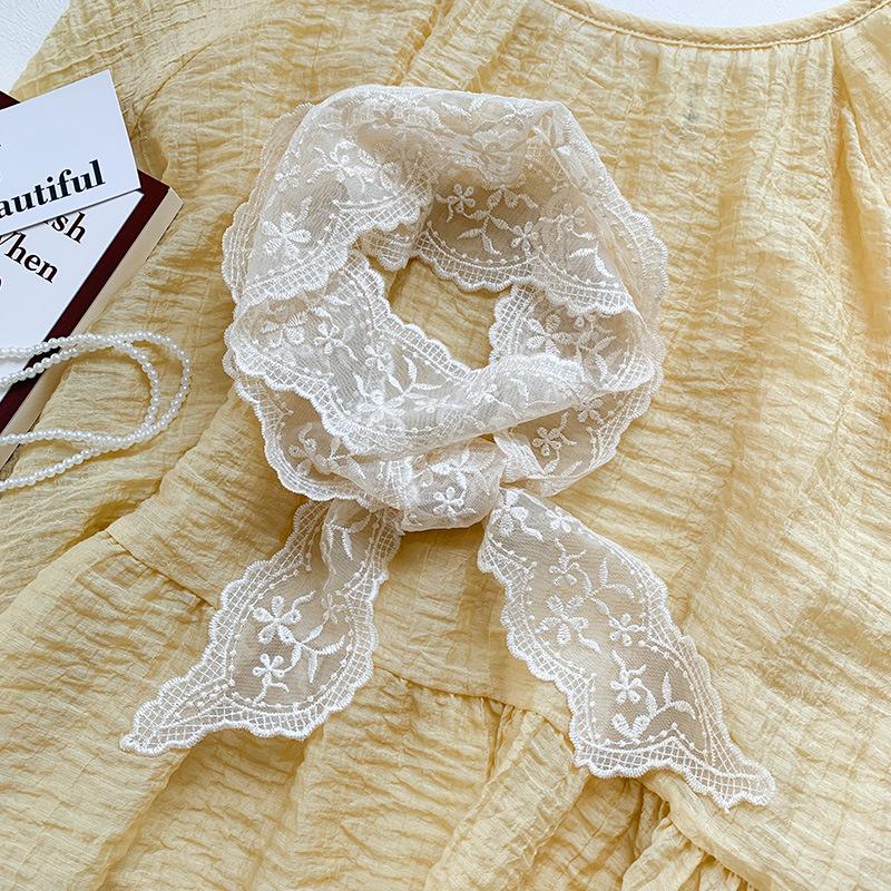 Korean temperament retro lace belt headband long ribbon decorative scarf ins small silk scarf necklace silk scarf women