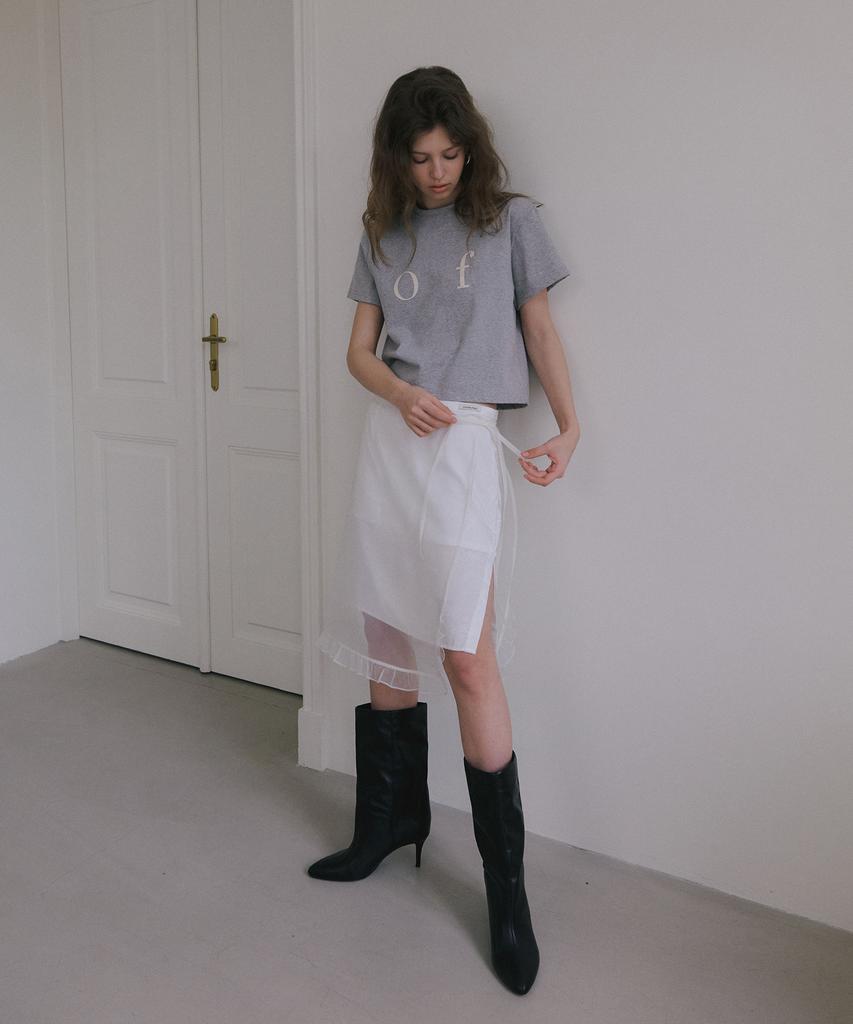 Obeodyupeulleeo Sheer Layered Wrap Skirt_White