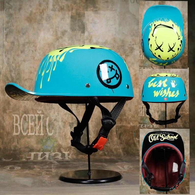 Vintage Gangster Personality Baseball Cap Helmet Electric Car Half Helmet Scooter Scoop Helmet Cap Helmet
