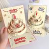 Tarjeta de cumpleaños 3D emergente con luces musicales y pastel para mujeres, hombres, niños y amigos.