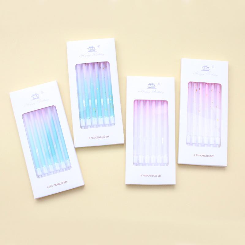 Gradient Pink and Green Straight Pencil Candle Party Gradient Pink and Platinum Candle