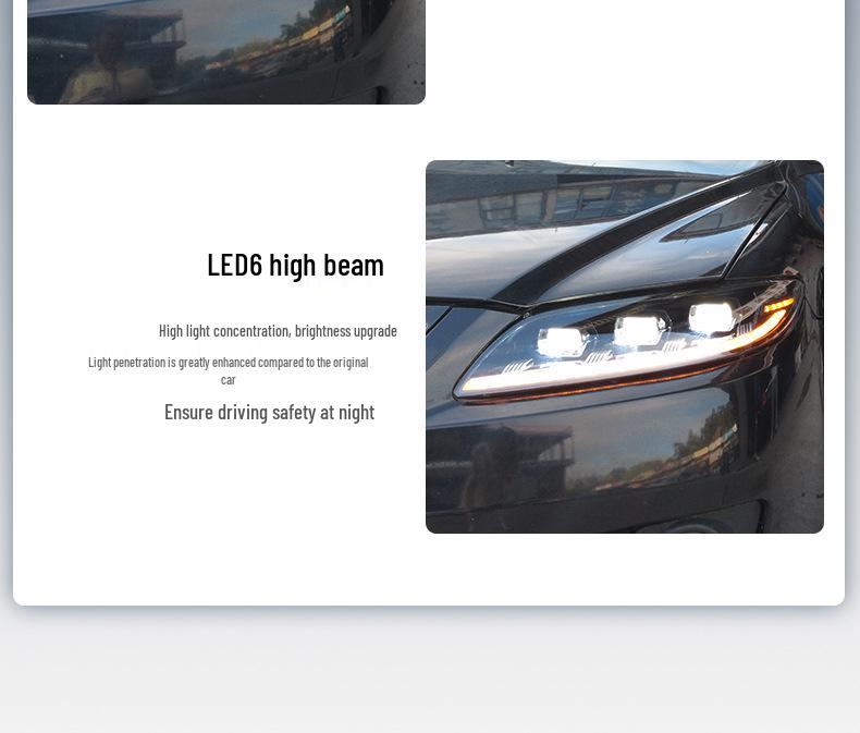 Mazda 6 LED Headlight Assembly: 2003-2015 with Sequential Turn Signals and DRL