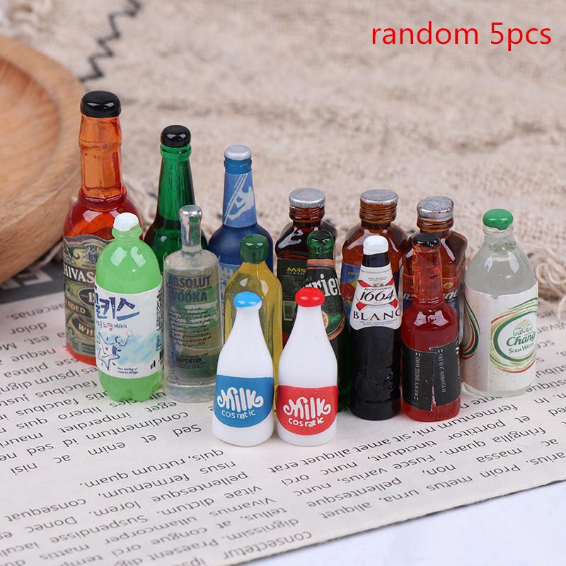 1 Set 1/12 Miniature Wine Bottles Dollhouse Kitchen Accessories - Mini Dolls House Living Room Accessories Beer Drink Bottles