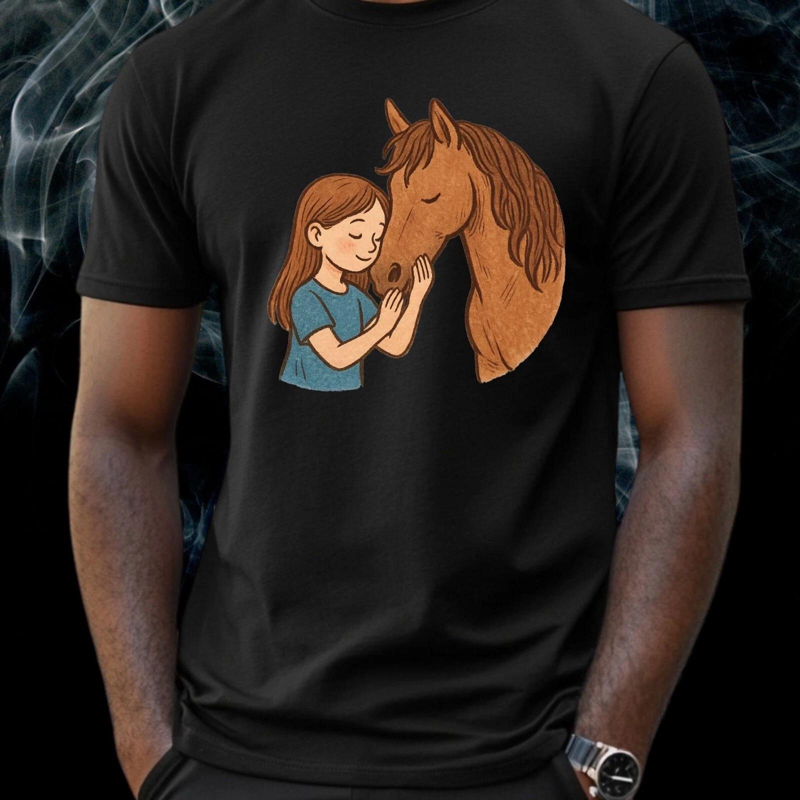 T-Shirt Herren Mädchen mit Pferd Motiv Baumwolle Größe S bis 5XL XS