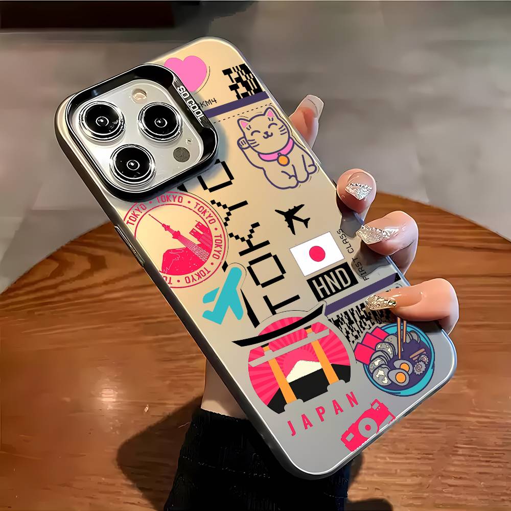 

Япония Самолет Путешествие Билет Чехол для Телефона Для iPhone 16 15 14 13 12 11 Plus Pro Max разноцветный Аврора лазерный Ударопрочный Funda Чехол iPhone15promax