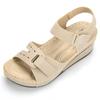 New Thick-soled Velcro Suede Sandals for Women To Wear Sloping Heels Large-size Beach Cool Slippers