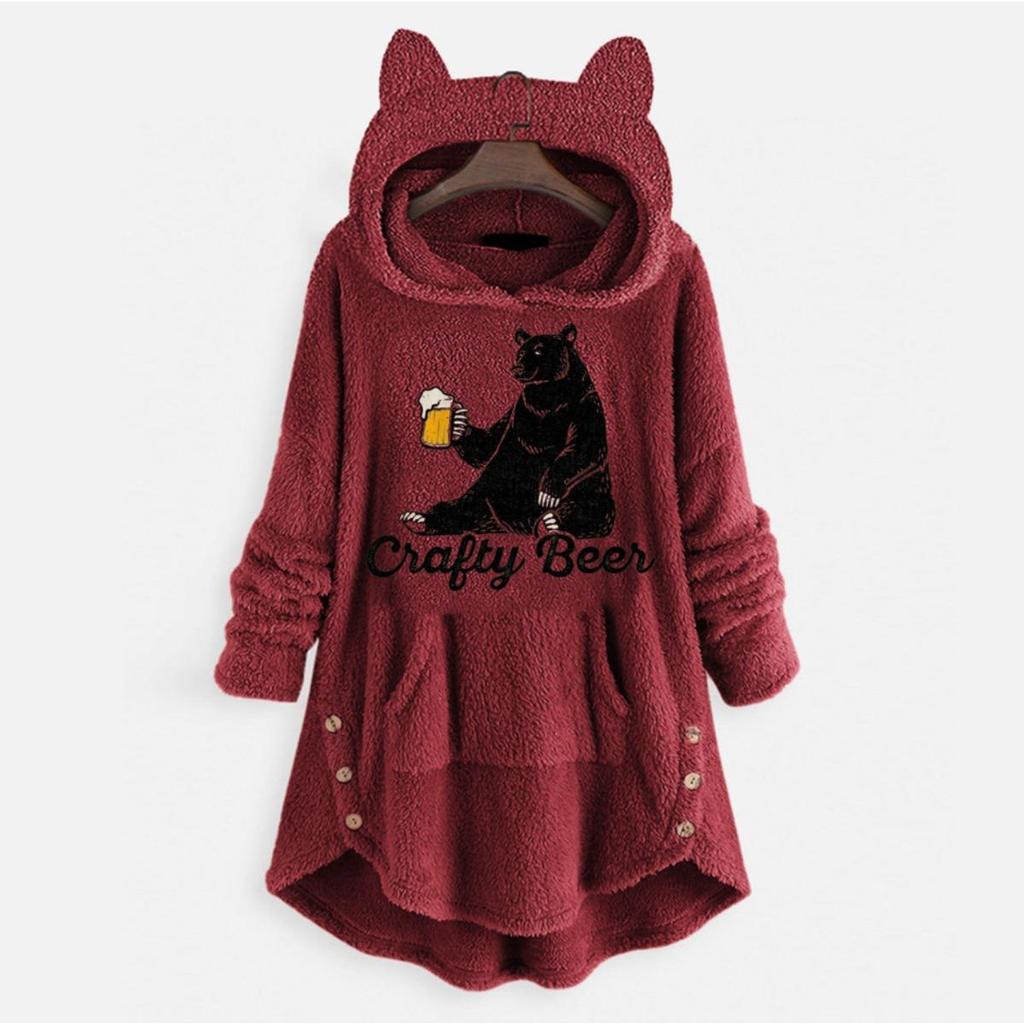 Autumn and Winter Hoodie, Women's Hooded Long Sleeved Double-sided Velvet Women's Oversized Jacket