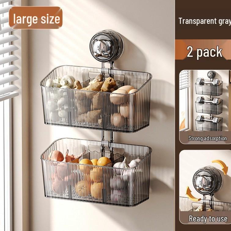 Punch-Free Wall-Mounted Garlic & Onion Storage Basket