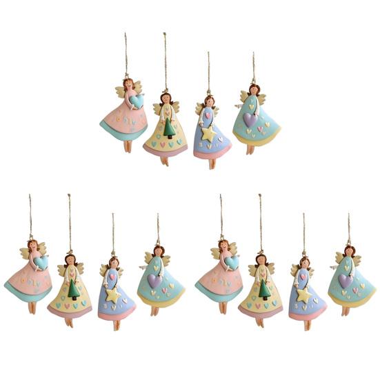 Tre Engel Julepynt Rustikk Gårdshus Engeldekorasjoner Juletre Hengepynt for Ferie Hjemmedekor