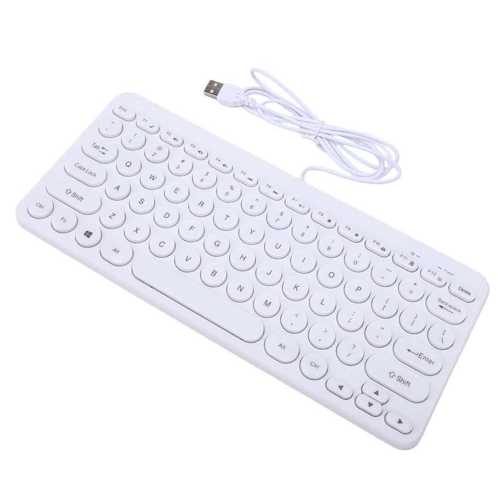 Small Wired Keyboard Multifunctional Zero Latency Quiet Round Keys Compact USB Laptop Keyboard