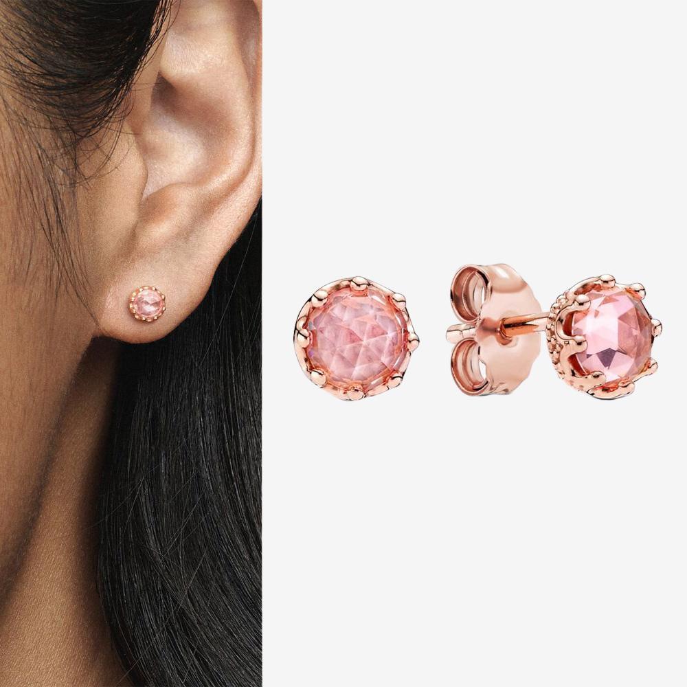 Authentic 925 Silver Cherry Blossom Bow Heart Hoop Stud Drop Earrings plata de ley Jewelry DIY Birthday Gift Original
