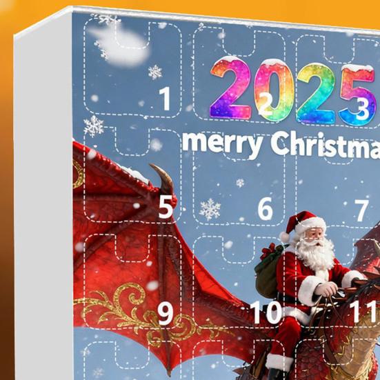 Advent Calendar Santa Claus Flying Dragon Design 24-Day Countdown Festive Family Activity Calendar Festive Atmosphere Enhancer