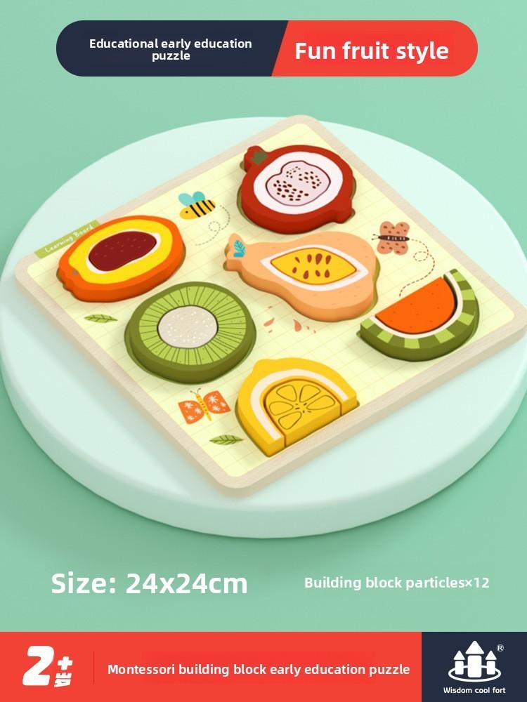 Wooden Vehicle Engineering Puzzle Blocks For Kids Learning Shape Recognition